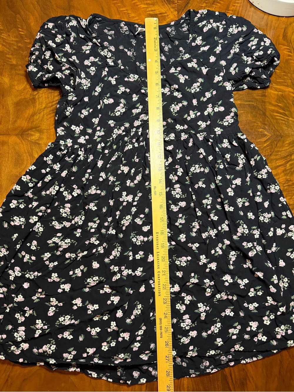 BP. Nordstrom S Black Floral Babydoll Dress | Puff Sleeve V-Neck | Ditsy Floral - Picture 2 of 9